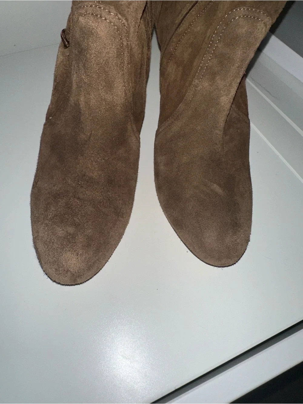 Jimmy Choo Marie 100 Brown Suede Leather‎ Lace Up Over The Knee OTK Boots 37.5 7